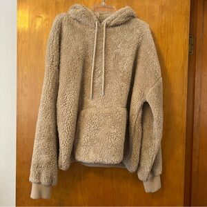 H&M Beige Sherpa Hoodie Sweater Size M